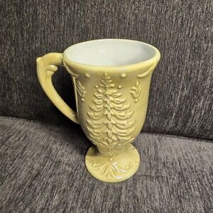 DL Rhein for Silvestri Christmas Tree Pedestal Mug Iridescent Cream Ceramic Cup